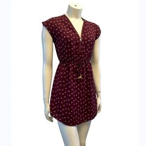 STELLA TWEED short sleeve dress. Stretch waistband w/ drawstring. Zipper front.